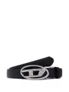 Diesel B1drcrystal Logo-buckle Belt In Black