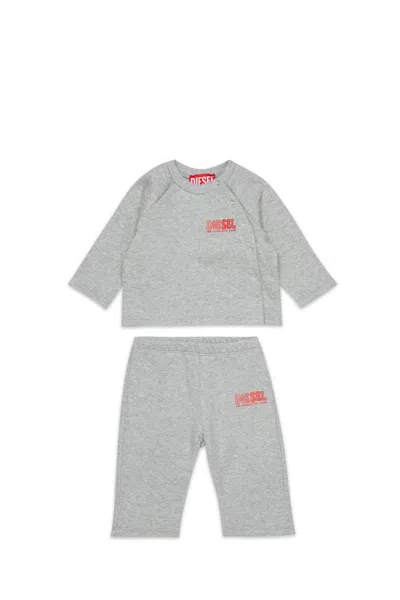 Diesel Baby Jumpsuit With Logo In Gray