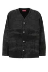 Diesel V-neck Button-up Jacket In Black