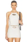 Diesel Open-back Leather Top In Off White