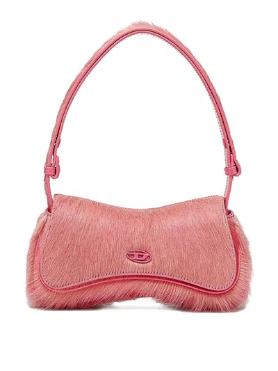Diesel Play-clutch In Coloured Hairy Leather In Pink