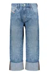 Diesel Baggy Denim Jeans With Turned-up Hem In Blue