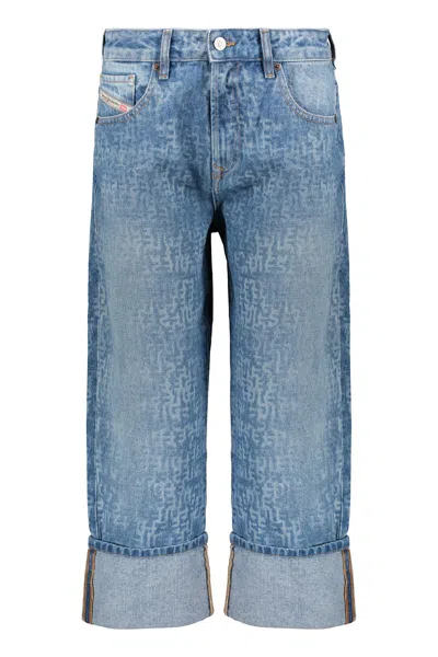 Diesel Baggy Denim Jeans With Turned-up Hem In Blue
