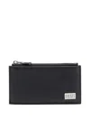 Diesel Black Leather Card Holder With Logo In Black