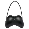 Diesel Black Leather Shoulder Bag With Metallic Logo In Black