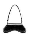 Diesel Curved Black Play Clutch With Glossy Finish And Magnetic Closure In Black