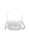 Diesel 1dr White Shoulder Bag With Oval D Patch In Leather Woman In White