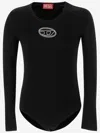 Diesel Balat Stretch Cotton Bodysuit With Logo In Black