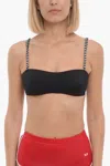Diesel Bandeau Bikini Top With Striped Straps In Black