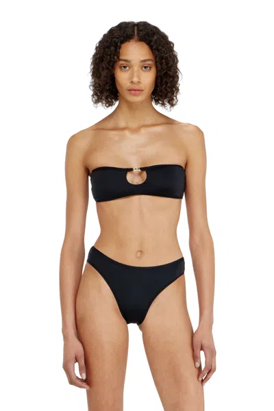 Diesel Bandeau Bra In With Metal Oval D In Black