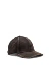 Diesel Washed Cotton Twill Baseball Hat With Curved Brim In Black
