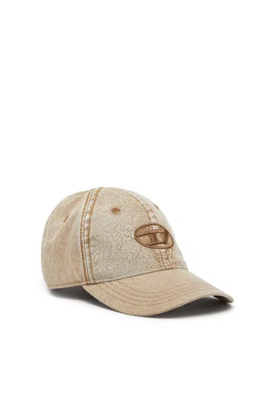 Diesel Baseball Cap With Embroidered Oval D In Brown