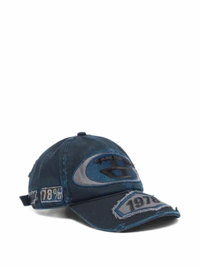 Diesel Baseball Cap With Embroidered Patches In Blue