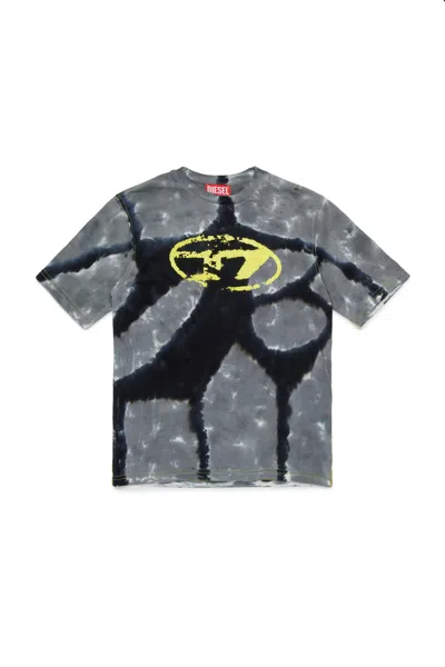Diesel Kids' Batik T-shirt Branded With Oval D Logo In Black