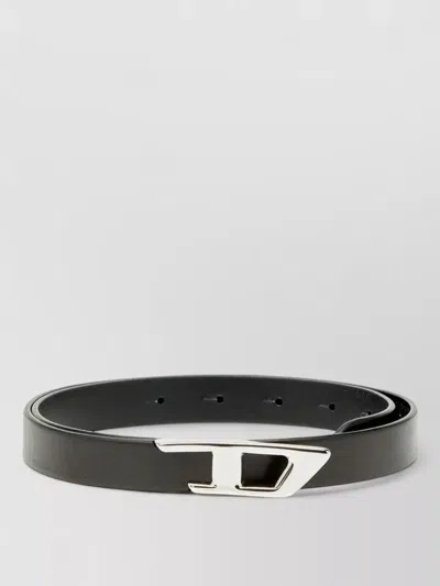 Diesel Bd Logo Signature 20 Leather Belt In Black