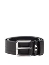 Diesel B-d Loop Leather Belt In Black