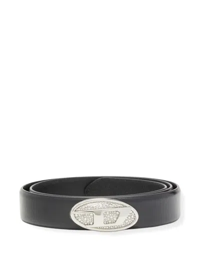 Diesel B-dd Crystal-embellished Belt In Black