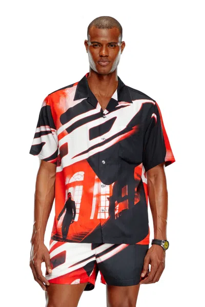 Diesel Beach Shirt With Oval D Poster Print In Multi
