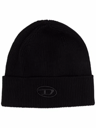 Diesel Beanie Wool Blend "k-coder-fully B" In Black
