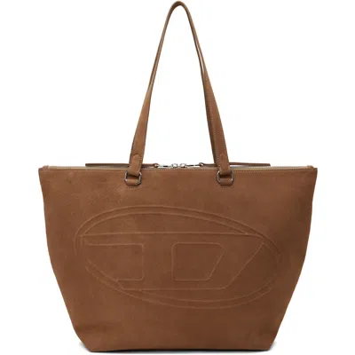 Diesel Beige 1dr Dome Oval D Logo Suede Tote In T2169