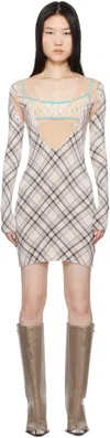 Diesel Beige & Off-white M-euripide Minidress In 97c