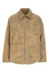 Diesel Jacket In Overdyed Floating-thread Denim In Beige