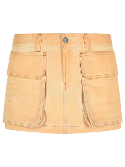 Diesel Beige Cotton Miniskirt Women In Cream