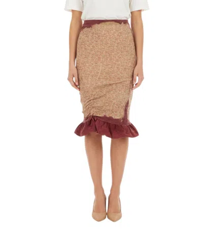 Diesel Beige Floral Midi Skirt In Multi