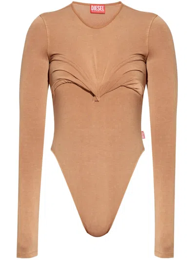 Diesel Beige Gathered Detail Long Sleeve Top