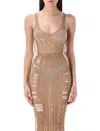 Diesel 'm-calimera' Beige Dress With Insert Design And Second Skin Effect In Beige
