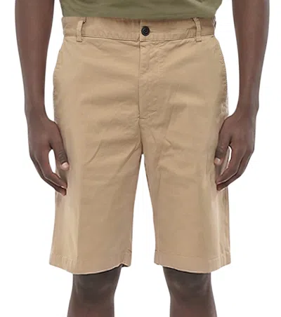 Diesel Beige Solid Cotton Shorts In Neutral