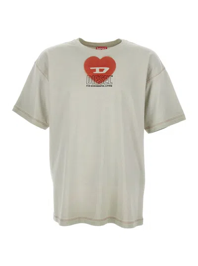 Diesel T-shirt T-buxt-n4 Made Of Jersey Cotton In Cemento