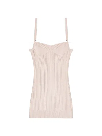Diesel Ribbed Knit Bodycon Dress With Thin Straps In Neutral
