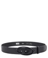 Diesel Oval D-buckle Leather Belt In Black