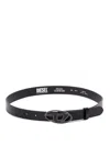Diesel Black Leather Belt With Oval D Buckle In Black