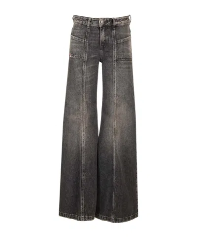 Diesel D-akii Flared Fit Jeans In Black