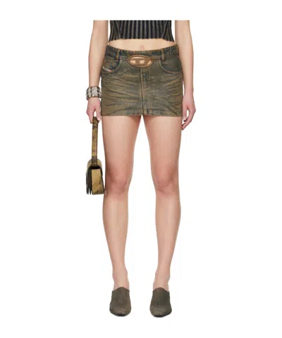 Diesel Ssense Exclusive Brown Denim Miniskirt In 01