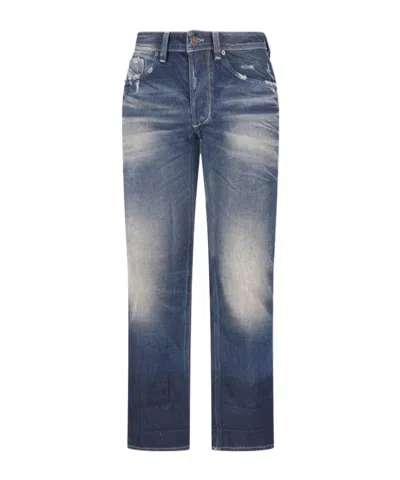 Diesel Distressed Faded Jeans In Blue