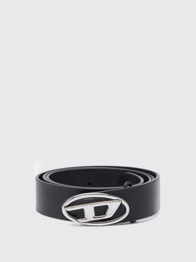 Diesel 4cm D Leather Buckle Belt In Black
