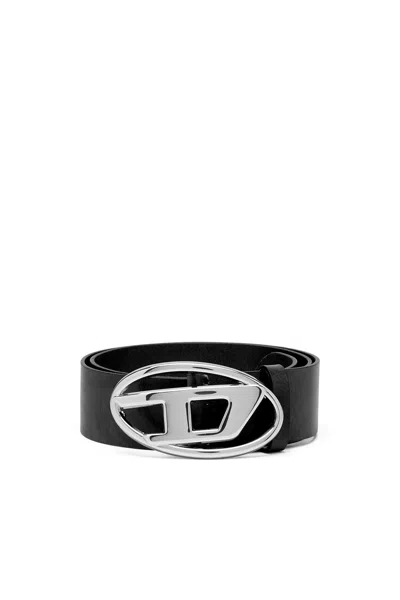 Diesel Belt With D Logo Buckle In Nero