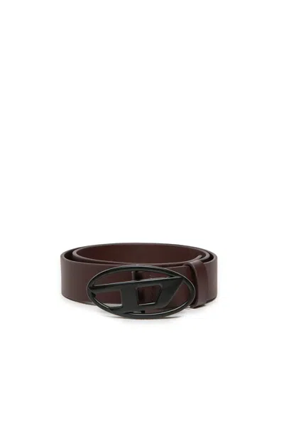 Diesel Belt With Oval D Logo Buckle In Brown