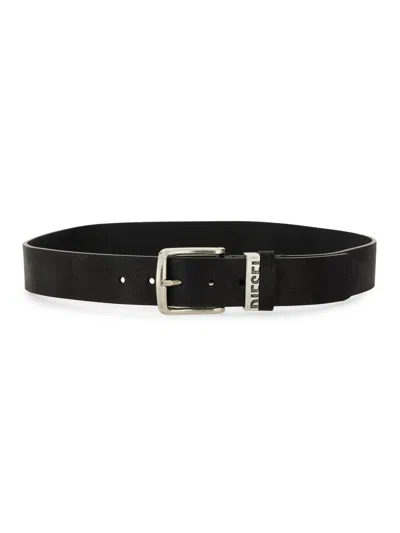 Diesel Belt With Silver Buckle In Black