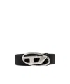 Diesel Black Belt With Oval D Logo Buckle Closure In Leather Man In Black