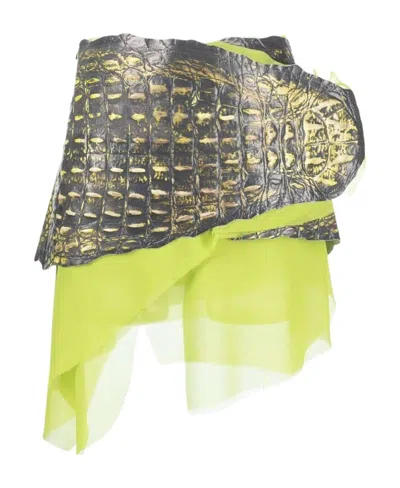 Diesel Belted Asymmetric Mini Skirt In Yellow