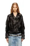 Diesel Belted Jacket In Boiled Leather In Black