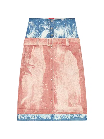 Diesel Midi Skirt With Layered Effect In Multi