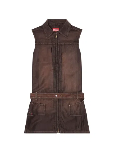 Diesel Belted Sleeveless Dress In Brown