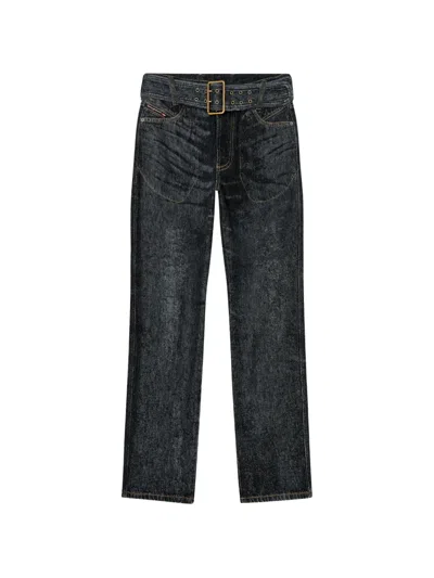 Diesel Belted Slim-fit Jeans In Black
