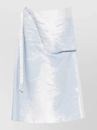 Diesel Belted Waist Midi Skirt Silk Blend In Blue