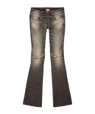Diesel Belthy Low-rise Bootcut Jeans In Black